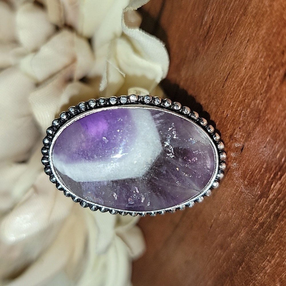 Chevron Amethyst Adjustable Ring New - image 1